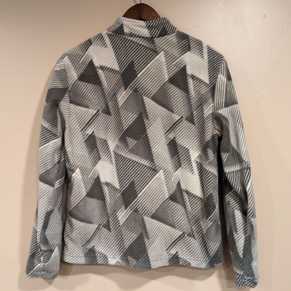 Eddie Bauer Kids Lone Peak Gray White Fleece Jacket Boys Large 14/16 Geometric - Picture 4 of 9